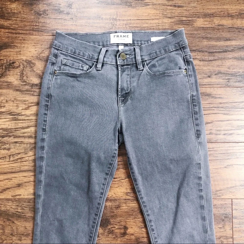 Frame • Le Skinny de Jeanne grey jeans ankle cropped denim mid rise - Picture 4 of 9